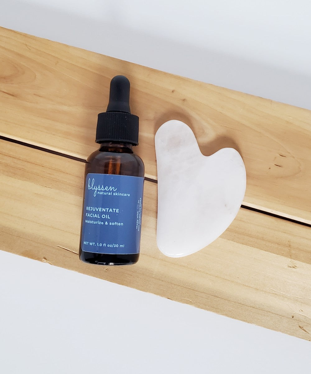 Gua Sha Stone and Face Oil Set for Normal Skin and a Blissful Facial Massage