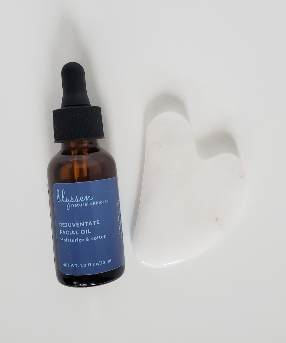 Gua Sha Stone and Face Oil Set for Normal Skin and a Blissful Facial Massage
