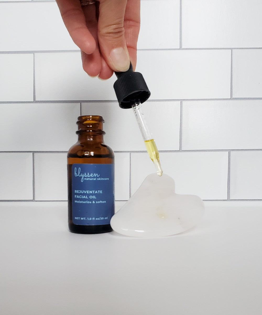 Gua Sha Stone and Face Oil Set for Normal Skin and a Blissful Facial Massage