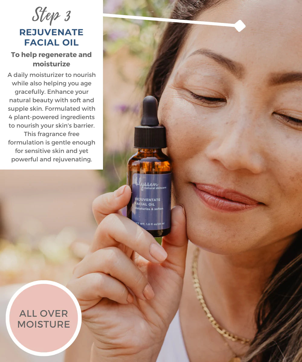 Rejuvenate botanical face oil easy skincare routine for normal sensitive skin